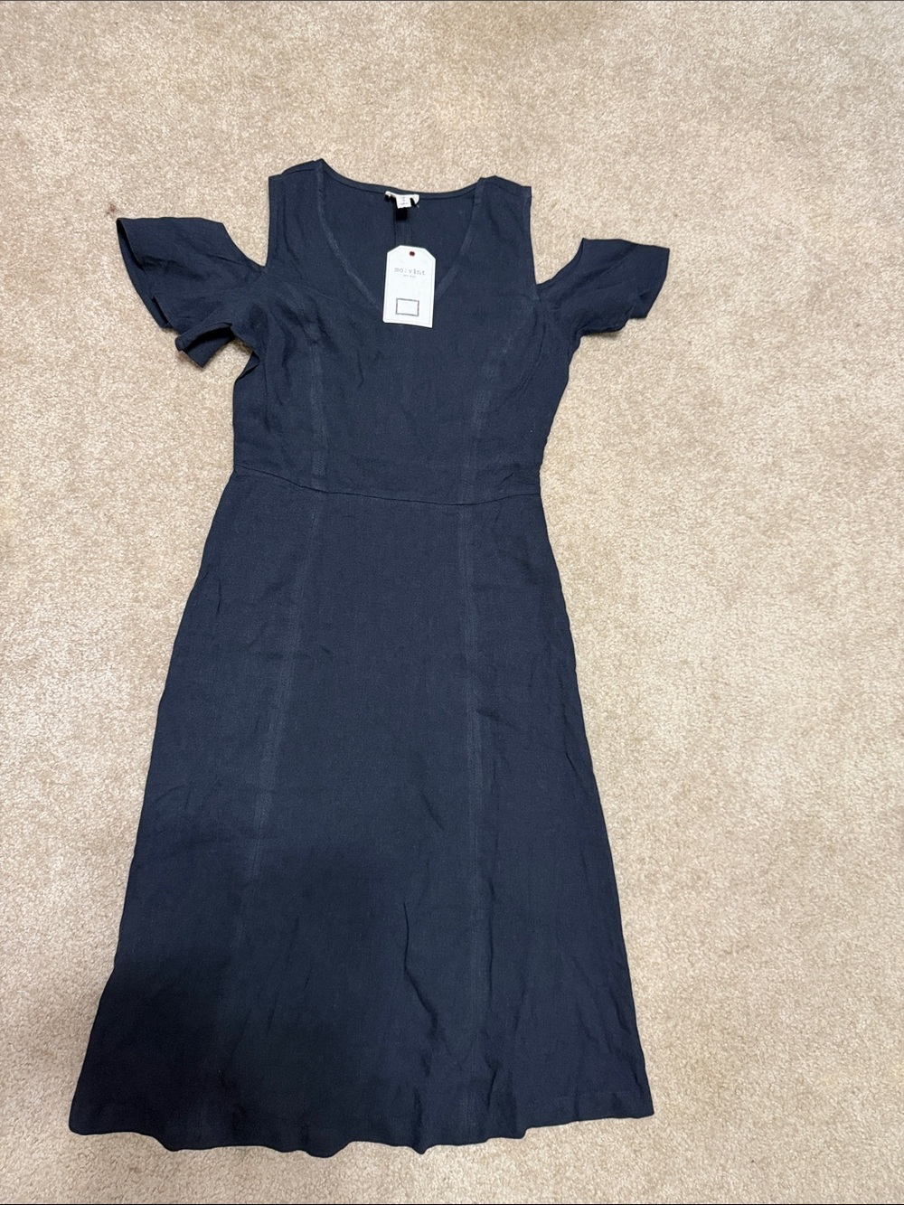 Cold-Shoulder Black Midi Dress